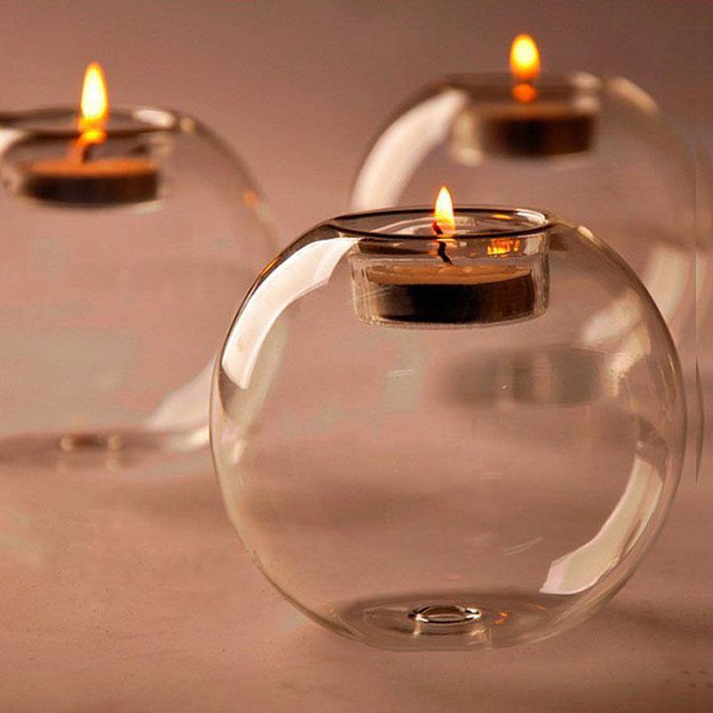 GlowSphere | Kristallen bol Glazen Kaarshouder - Elegante Theelichthouder voor Home Décor