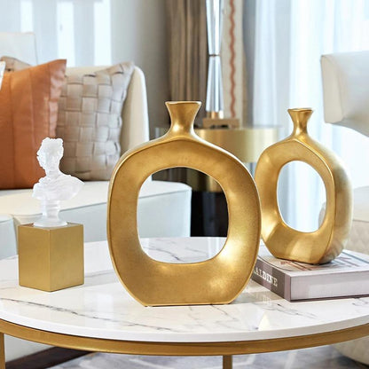 GoldenAura | Scandinavisch Gouden Keramische Vaas Aanrecht Ornament