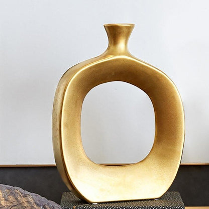 GoldenAura | Scandinavisch Gouden Keramische Vaas Aanrecht Ornament