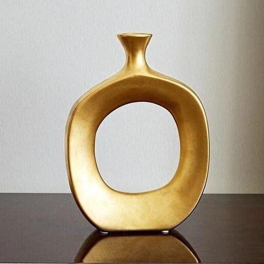 GoldenAura | Scandinavisch Gouden Keramische Vaas Aanrecht Ornament