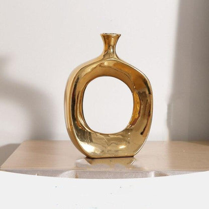 GoldenAura | Scandinavisch Gouden Keramische Vaas Aanrecht Ornament